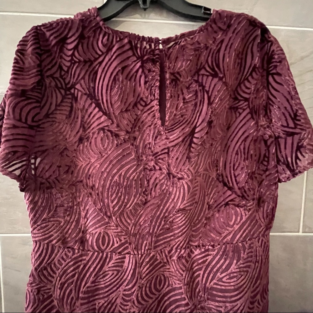 MICHAEL KORS Women's Cordovan Velvet Flocked Flutter-sleeve Shift Dress size 16 - Picture 10 of 16